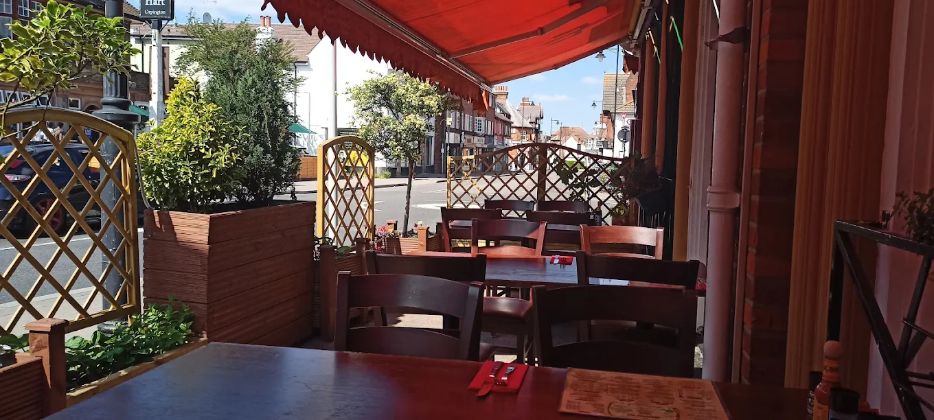 Outdoor seating area at Fiesta Mexicana in Orpington